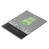 Carnet Ressorts verts heureux de robot et en métal (Côté gauche)