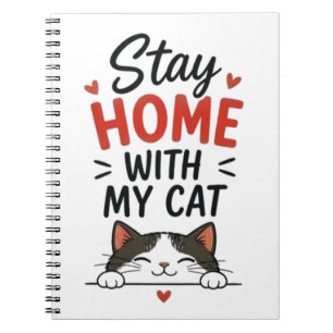 Carnet Restez à la maison avec mon chat, introverti cosy