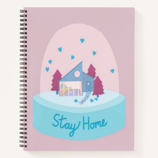 Carnet Restez à la maison Globe des neiges Coeurs (Devant)