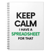 Carnet Restez calme J'ai une feuille de calcul pour ça - (Devant)