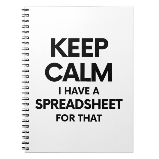 Carnet Restez calme J'ai une feuille de calcul pour ça - (Devant)