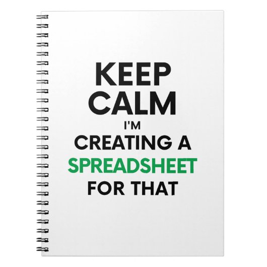 Carnet Restez calme, je crée une feuille de calcul pour ç (Devant)