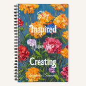 Carnet Restez Inspiré Ne jamais arrêter Fleur d'Œillet Ad (Recto)