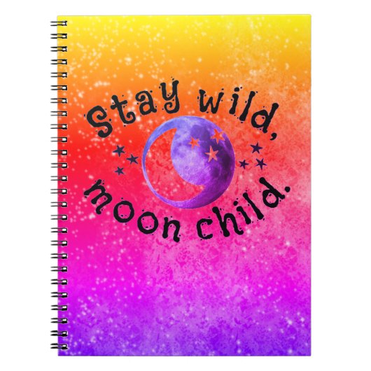 Carnet Restez Sauvage Lune Enfant Rose Violet Ombre Glam (Devant)