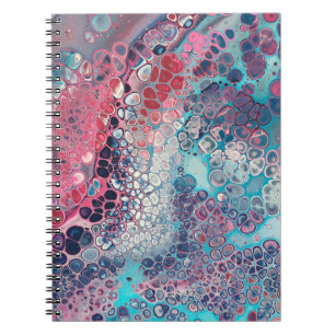 Carnet Résumé abstrait acrylique corail et aqua coloré