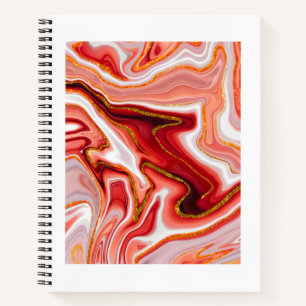 Carnet Résumé de marbre fluide en or corail Art