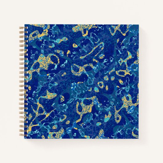 Carnet Résumé graphique en points bleu et jaune de la mar (Devant)