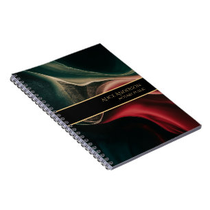 Carnet Résumé luxe profond noir rouge vert or Bureau