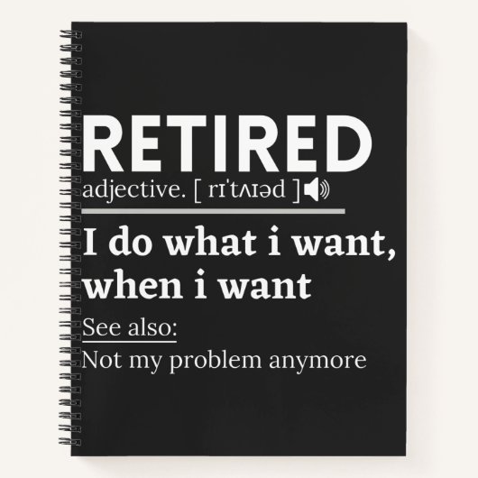 Carnet retired definition, funny retirement, retired (Devant)