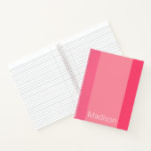 Carnet Retour à l'école bandes roses verticales nom blanc (Intérieur)