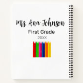 Carnet Retour à l'école crayons ajouter nom classe année (Dos)