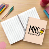 Carnet Retour à l'école Cute Pink Pencil Professeur Nom d