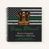 Carnet Retraite militaire Cuir mince Ligne verte Invité (Devant)