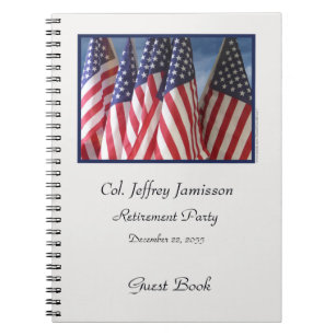 Carnet Retraite Party Guest Book, American Flags, Nom