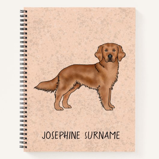 Carnet Retriever doré rouge Chien mignon avec texte perso (Devant)