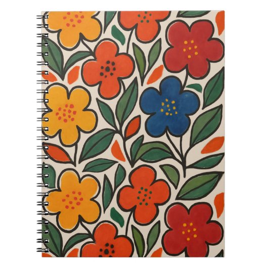 Carnet Retro 1960s Style Floral Pattern (Devant)