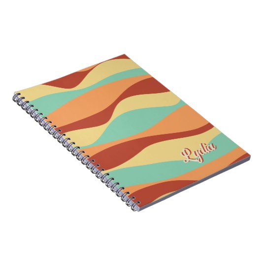 Carnet Retro 1970s Abstrait Stripes Ajouter un nom (Côté Droit)