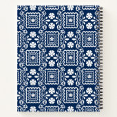 Carnet rétro 60 blanc bleu motif floral (Dos)