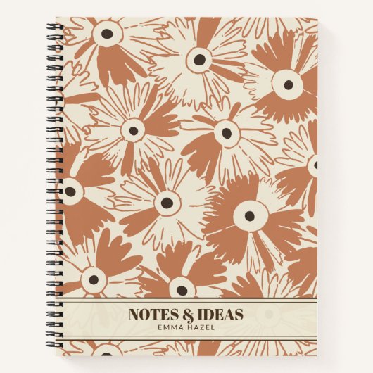 Carnet Retro 70s Wildflower & Polka Dot Personalized (Devant)