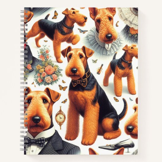 Carnet Retro Airedale Terrier sans fil (Devant)
