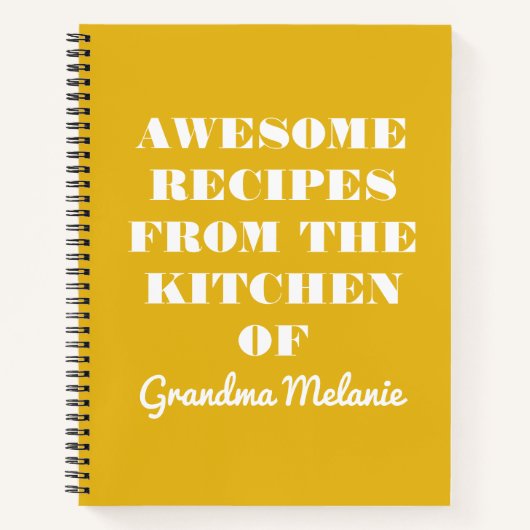 Carnet Retro amusant Typographie jaune Grandma Recette (Devant)