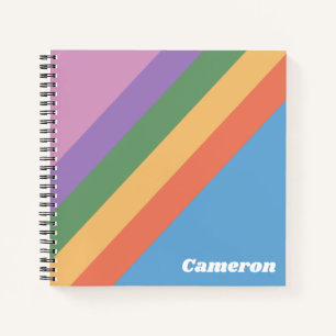 Carnet Retro Arc-en-ciel Diagonale rayures personnalisées