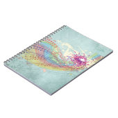Carnet Retro Arc en ciel et notes musicales sur une textu (Côté gauche)