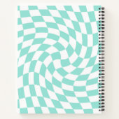 Carnet Retro Baby Blue Pastel Chèques Warped À damiers (Dos)