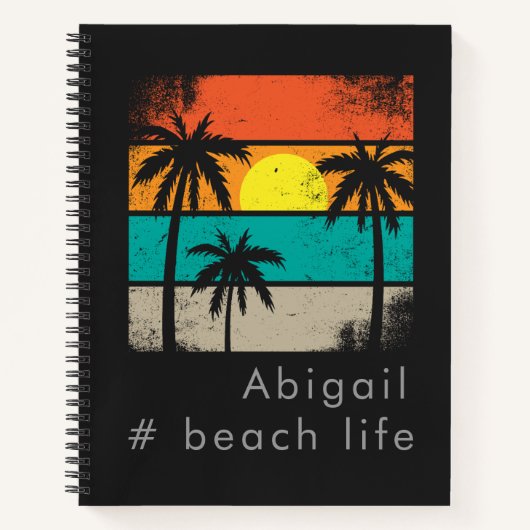 Carnet Retro Beach Life, Black Silhouette (Devant)