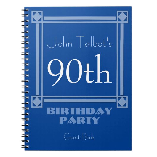Carnet Retro Blue 90th Birthday Party Guest Book (Devant)