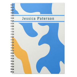 Carnet Retro Blue Jaune Vert Biologique Nom personnalisé