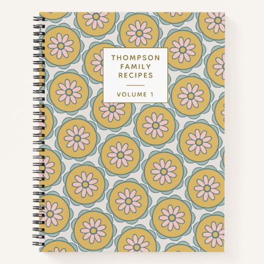 Carnet Retro Boho Mandala Floral Recette personnalisée (Devant)