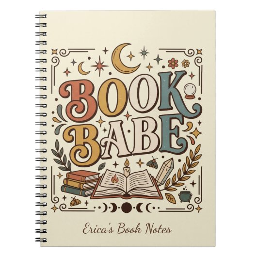 Carnet Retro Book Babe Mystical Celestial Witchy Bookish (Devant)