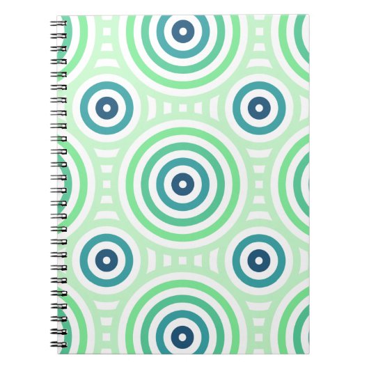 Carnet Retro Circulaire Geometric Pattern en Green & Blue (Devant)