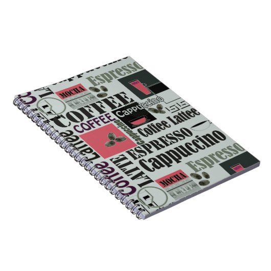 Carnet retro coffee kitchen pattern for espresso latte  (Côté Droit)