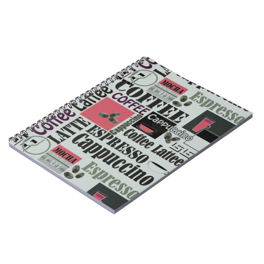 Carnet retro coffee kitchen pattern for espresso latte  (Côté gauche)