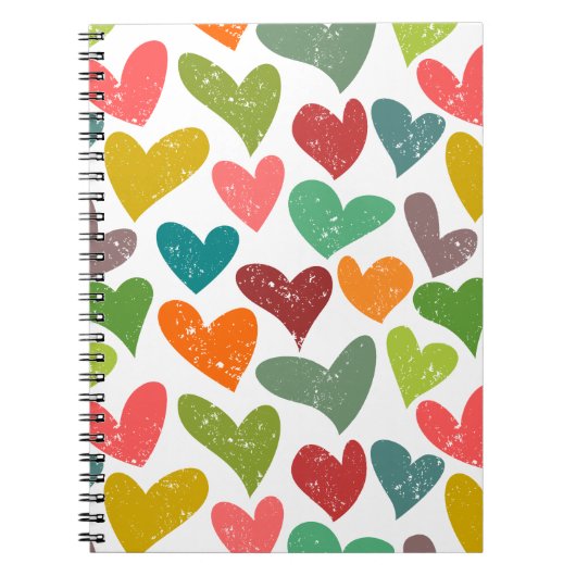 Carnet Retro Colorful Super Valentine Coeurs Motif (Devant)