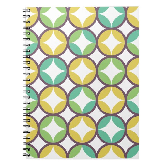 Carnet Retro Diamond dans Circle Pattern Blue Green Gold (Devant)