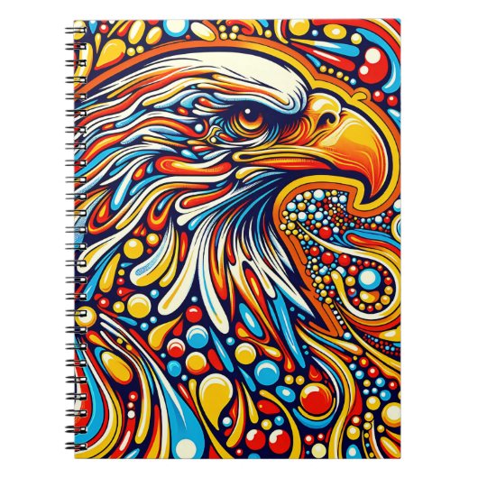Carnet Retro Eagle Pulse – Art couleur psychédélique (Devant)