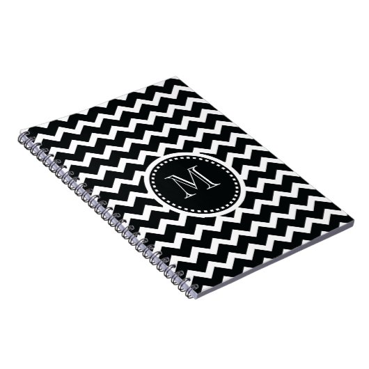Carnet Rétro élégance de zigzag noir et blanc de Chevron (Côté Droit)