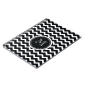 Carnet Rétro élégance de zigzag noir et blanc de Chevron (Côté gauche)