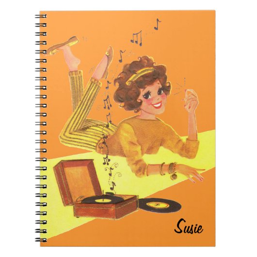 Carnet Rétro fille de musique (Devant)