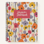Carnet Rétro Floral Motif Monogramme Artiste Sketchbook (Devant)
