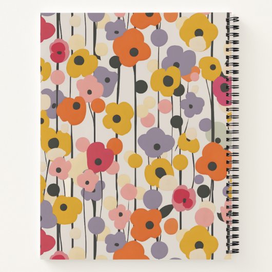 Carnet Rétro Floral Motif Monogramme Artiste Sketchbook (Dos)
