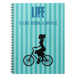 Carnet Retro Girl Cyclist - La Vie C'Est Comme Faire Un V