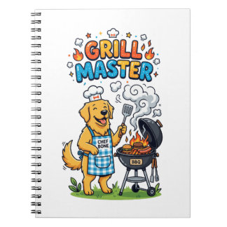 Carnet Rétro Golden Retriever Maître du Grill BBQ Graphiq