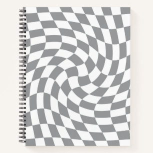 Carnet Retro Grey Blanc Pastel Chèques Varés À damiers