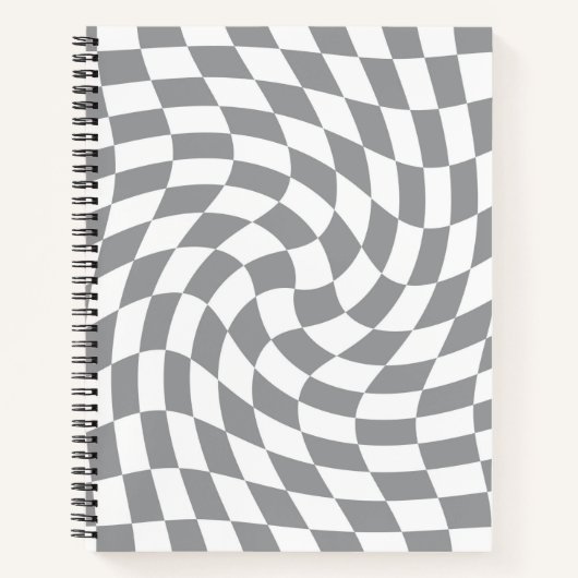 Carnet Retro Grey Blanc Pastel Chèques Varés À damiers (Devant)