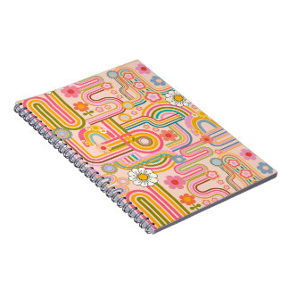 Carnet Retro groovy flowers