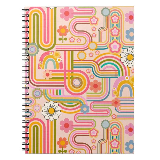 Carnet Retro groovy flowers (Devant)